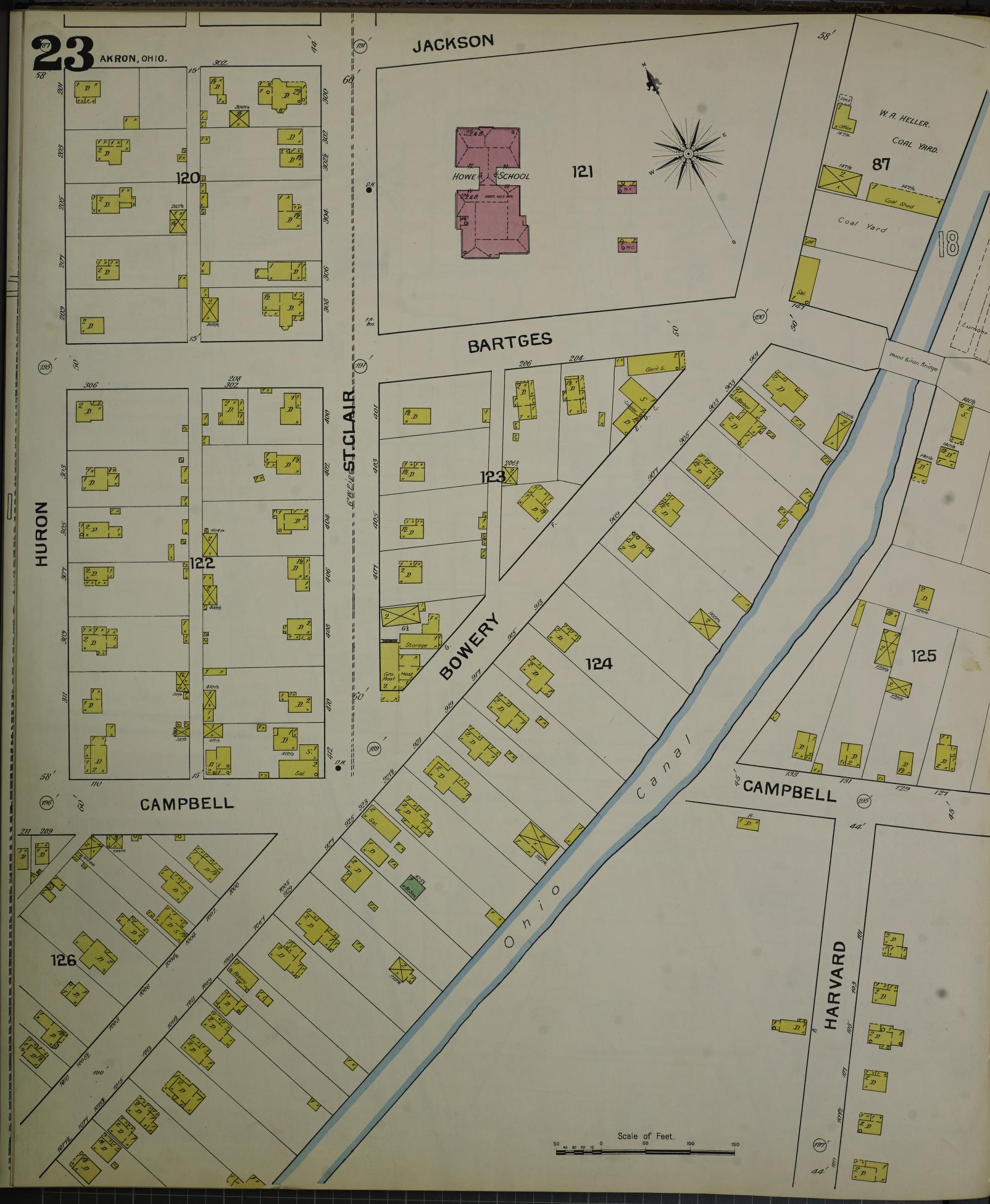 Sanborn Fire Insurance Map from Akron, Summit County, Ohio (1892), Sheet #0023 - Complete Map Set gallery image, historic Sanborn map, vintage wall art, Ohio Ohio
