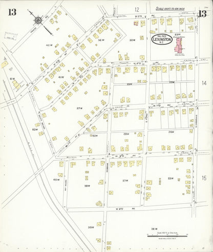 Sanborn Fire Insurance Map from Lexington, Davidson County, North Carolina (1923), Sheet #0013 - Complete Map Set gallery image, historic Sanborn map, vintage wall art, North Carolina North Carolina