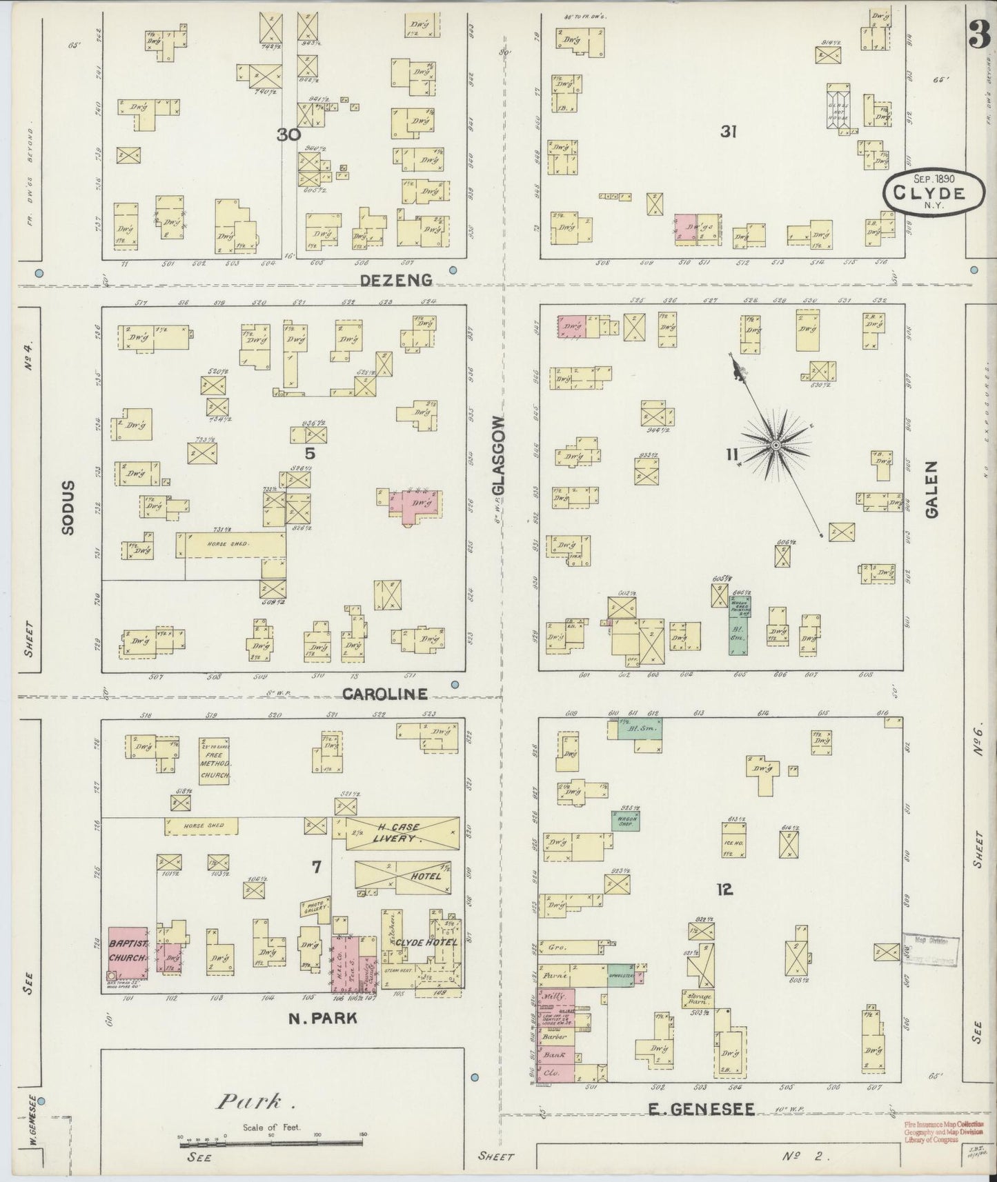 Sanborn Fire Insurance Map from Clyde, Wayne County, New York (1890), Sheet #0003 - Complete Map Set gallery image, historic Sanborn map, vintage wall art, New York New York