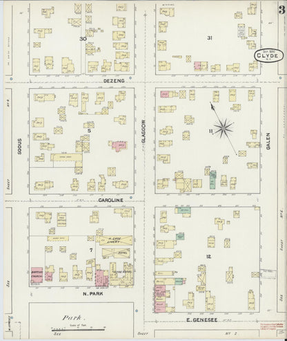 Sanborn Fire Insurance Map from Clyde, Wayne County, New York (1890), Sheet #0003 - Complete Map Set gallery image, historic Sanborn map, vintage wall art, New York New York
