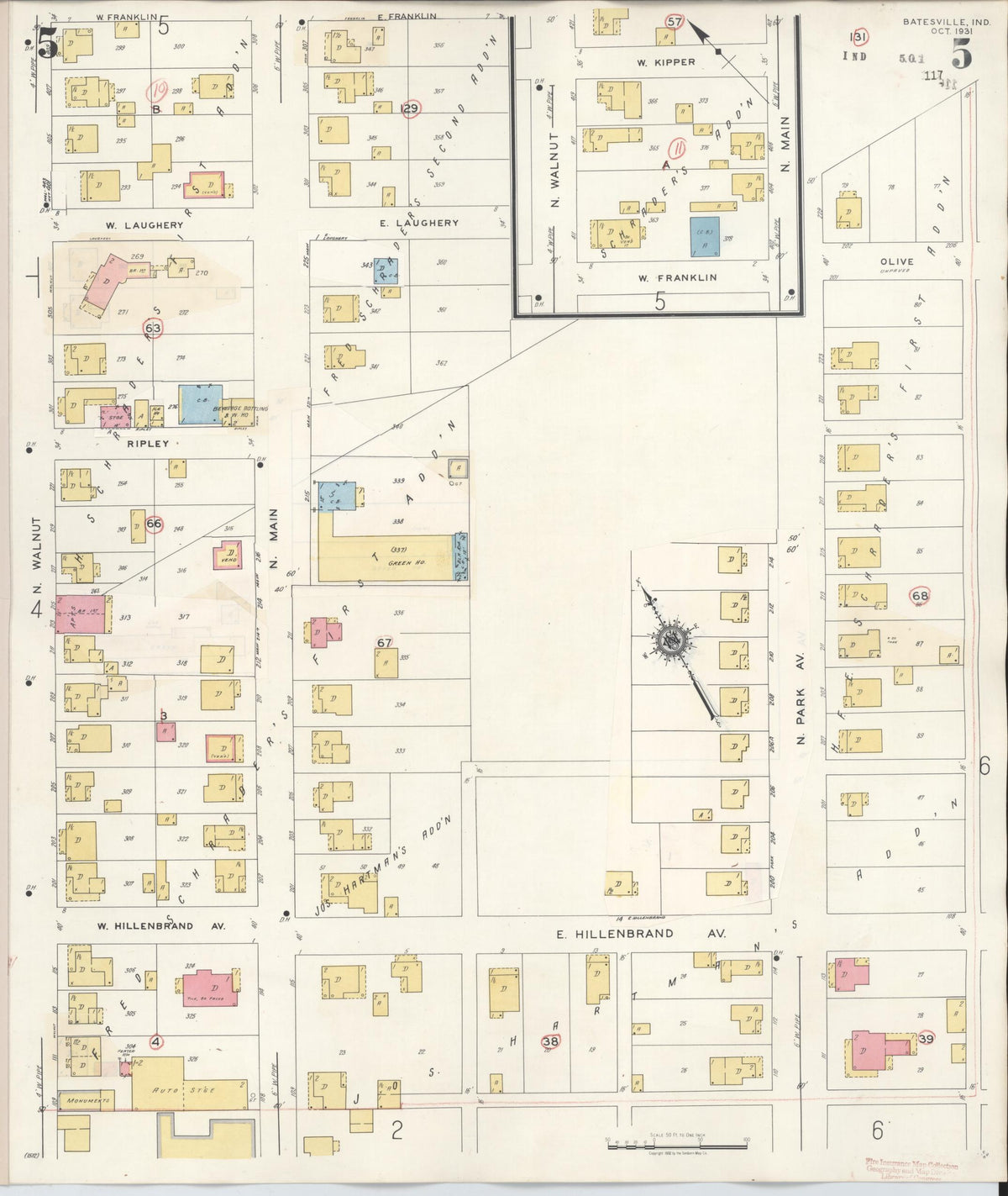 Sanborn Fire Insurance Map from Batesville, Ripley County, Indiana (1948), Sheet #0005 - Historic Sanborn Fire Insurance Map Print, vintage old map wall art, antique decor, genealogy gift, Indiana Indiana map