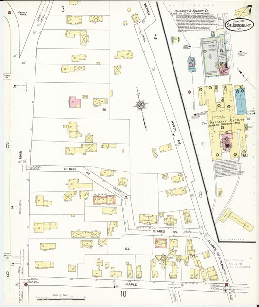 Sanborn Fire Insurance Map from Saint Johnsbury, Caledonia County, Vermont (1912), Sheet #0007 - Historic Sanborn Fire Insurance Map Print, vintage old map wall art, antique decor, genealogy gift, Vermont Vermont map