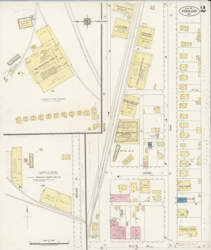 Sanborn Fire Insurance Map from Highland, San Bernardino County, California (1918), Sheet #0002 - Historic Sanborn Fire Insurance Map Print, vintage old map wall art, antique decor, genealogy gift, California California map