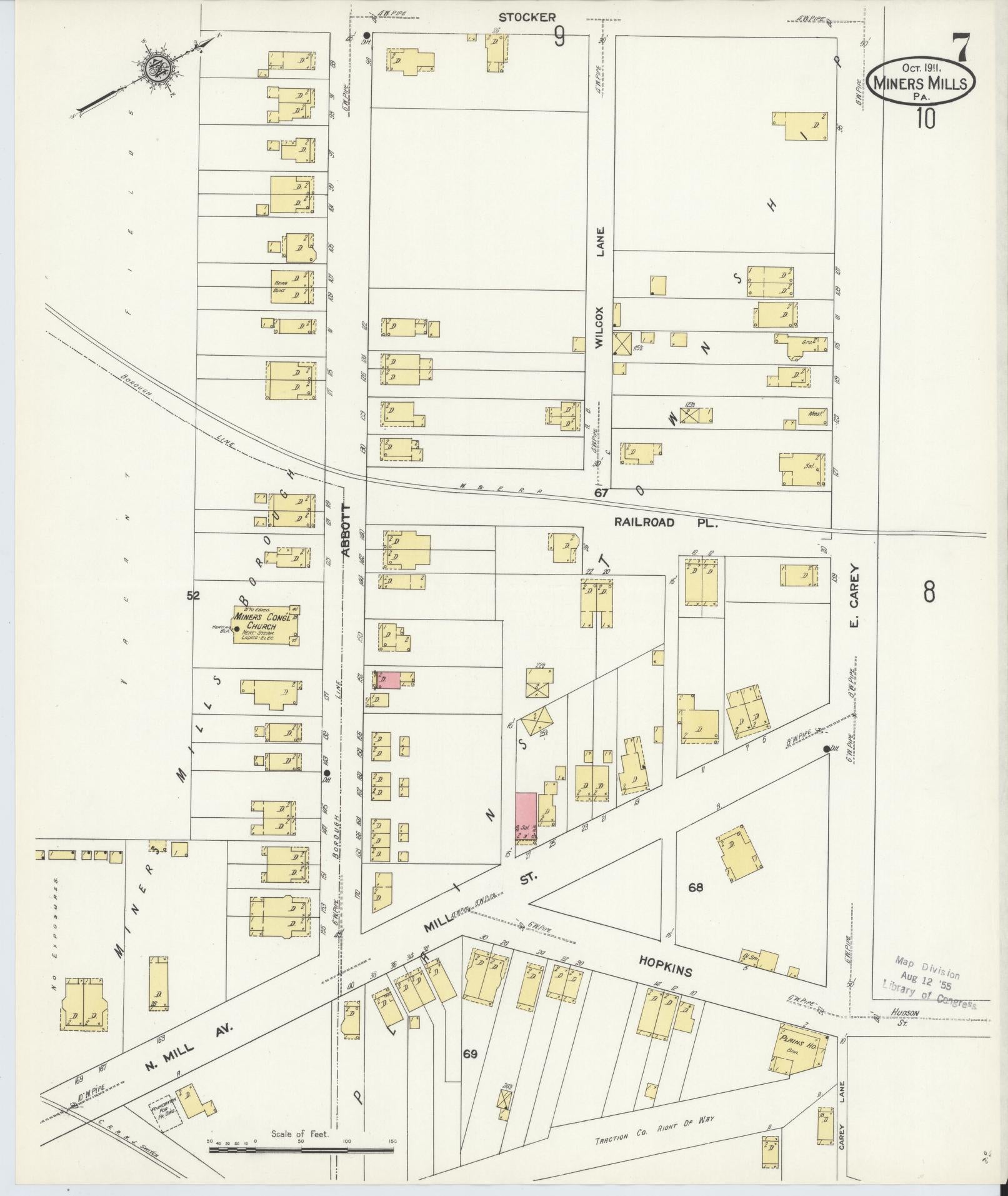 Sanborn Fire Insurance Map from Miners Mills, Luzerne County, Pennsylvania (1911), Sheet #0007 - Complete Map Set gallery image, historic Sanborn map, vintage wall art, Pennsylvania Pennsylvania