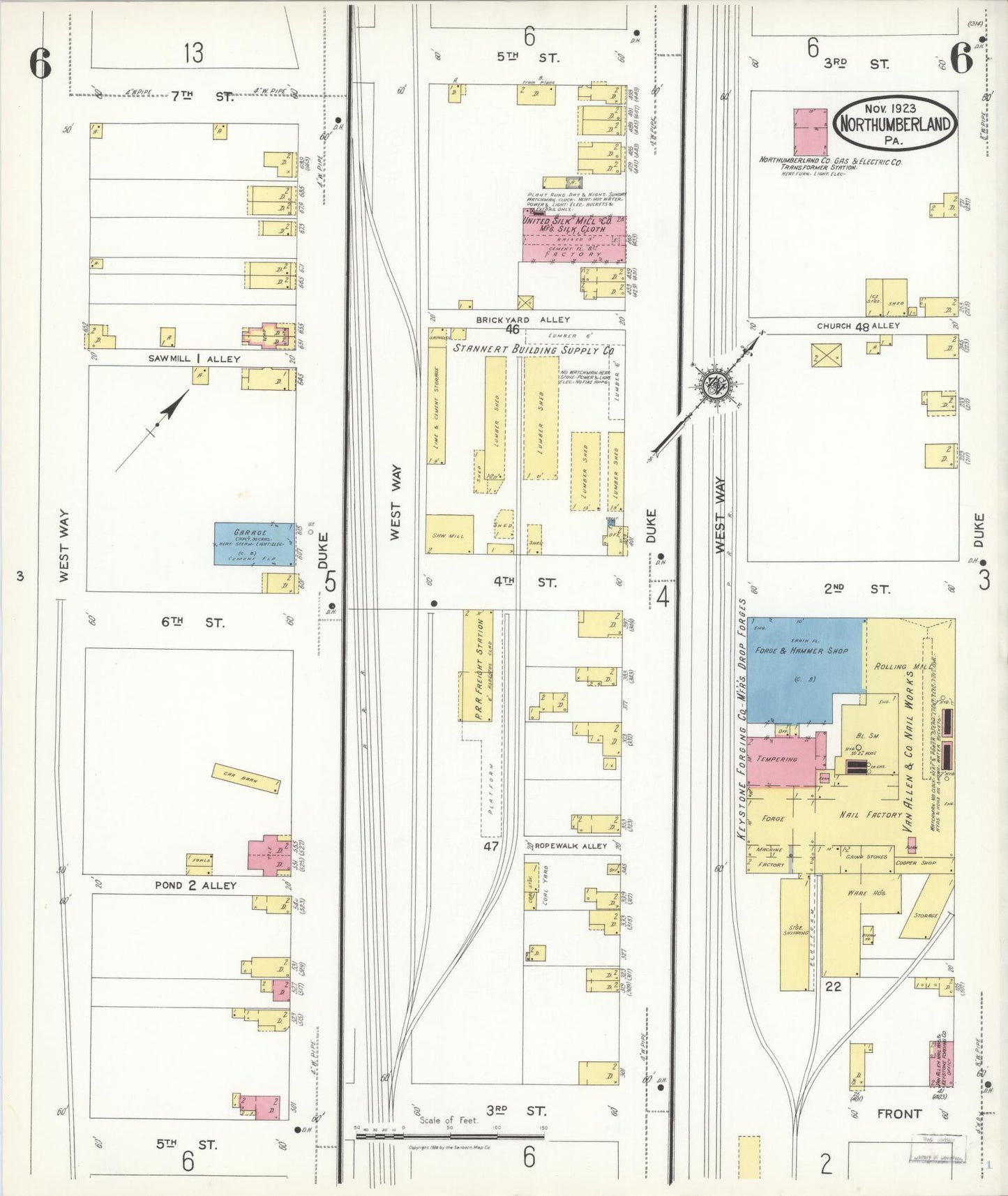 Sanborn Fire Insurance Map from Northumberland, Northumberland County, Pennsylvania (1923), Sheet #0006 - Complete Map Set gallery image, historic Sanborn map, vintage wall art, Pennsylvania Pennsylvania