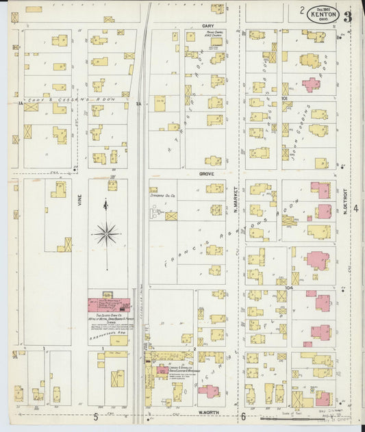 Sanborn Fire Insurance Map from Kenton, Hardin County, Ohio (1902), Sheet #0003 - Historic Sanborn Fire Insurance Map Print, vintage old map wall art, antique decor, genealogy gift, Ohio Ohio map