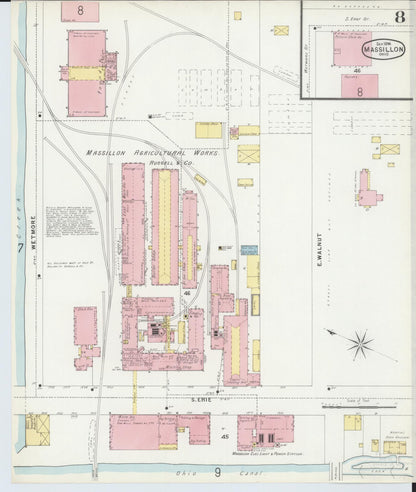 Sanborn Fire Insurance Map from Massillon, Stark County, Ohio (1896), Sheet #0008 - Complete Map Set gallery image, historic Sanborn map, vintage wall art, Ohio Ohio