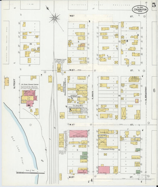 Sanborn Fire Insurance Map from Crookston, Polk County, Minnesota (1900), Sheet #0005 - Historic Sanborn Fire Insurance Map Print, vintage old map wall art, antique decor, genealogy gift, Minnesota Minnesota map