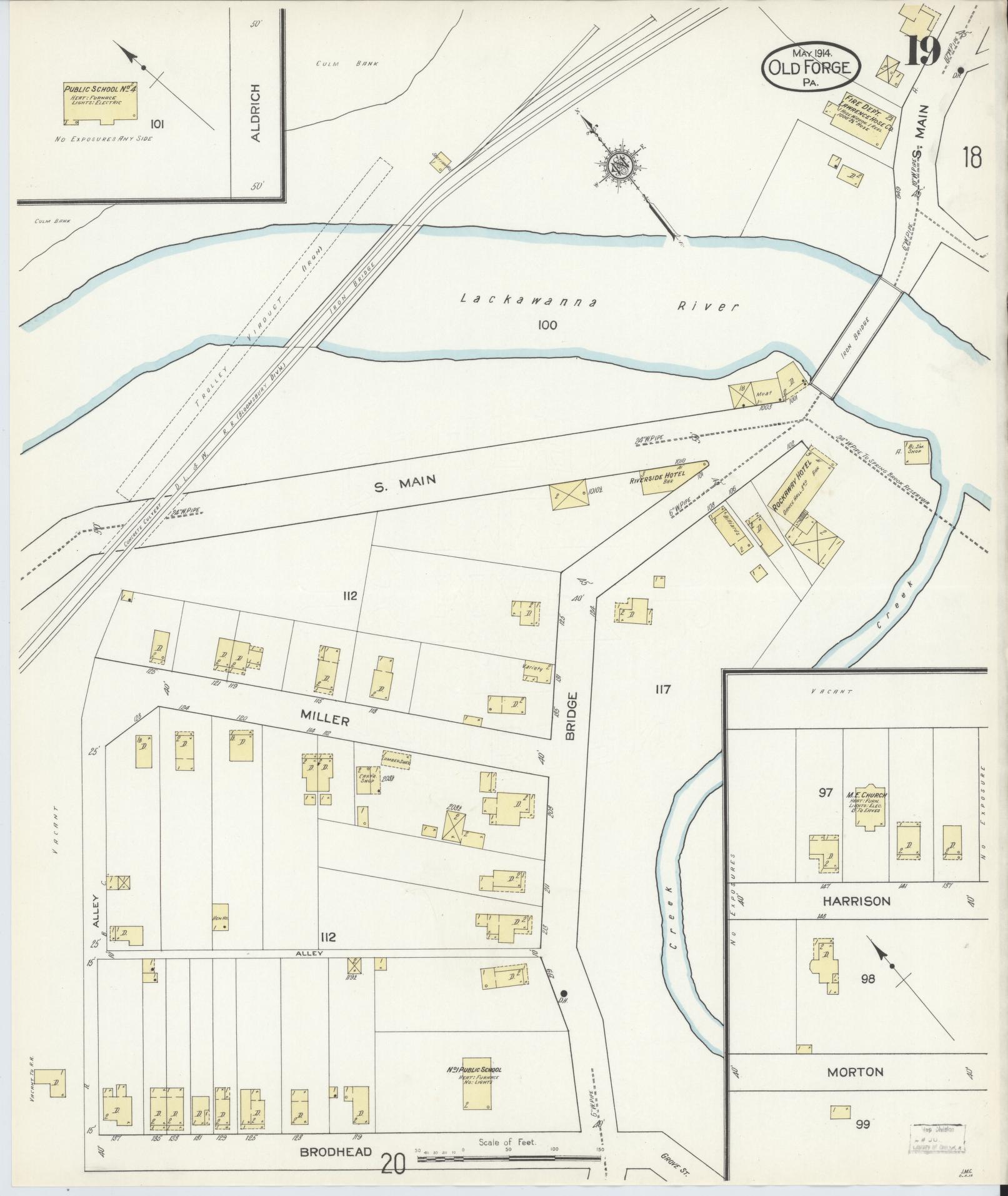 Sanborn Fire Insurance Map from Old Forge, Lackawanna County, Pennsylvania (1914), Sheet #0019 - Complete Map Set gallery image, historic Sanborn map, vintage wall art, Pennsylvania Pennsylvania