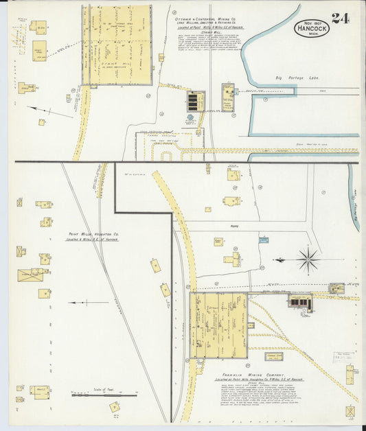 Sanborn Fire Insurance Map from Hancock, Houghton County, Michigan (1907), Sheet #0024 - Historic Sanborn Fire Insurance Map Print, vintage old map wall art, antique decor, genealogy gift, Michigan Michigan map