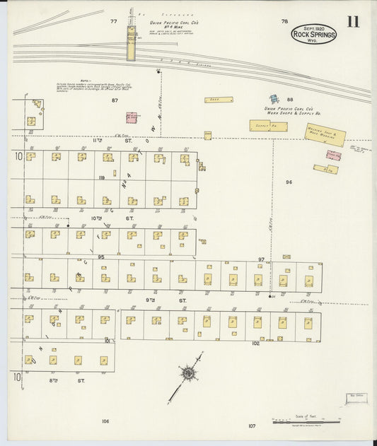 Sanborn Fire Insurance Map from Rock Springs, Sweetwater County, Wyoming (1920), Sheet #0011 - Historic Sanborn Fire Insurance Map Print, vintage old map wall art, antique decor, genealogy gift, Wyoming Wyoming map