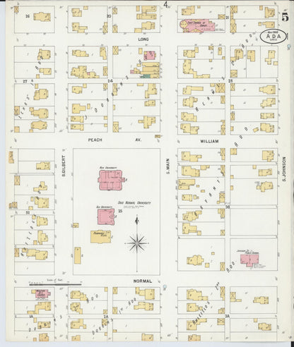 Sanborn Fire Insurance Map from Ada, Hardin County, Ohio (1900), Sheet #0005 - Complete Map Set gallery image, historic Sanborn map, vintage wall art, Ohio Ohio