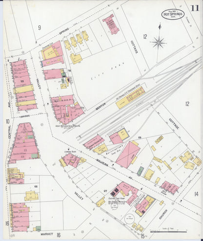 Sanborn Fire Insurance Map from Hot Springs, Garland County, Arkansas (1901), Sheet #0011 - Complete Map Set gallery image, historic Sanborn map, vintage wall art, Arkansas Arkansas