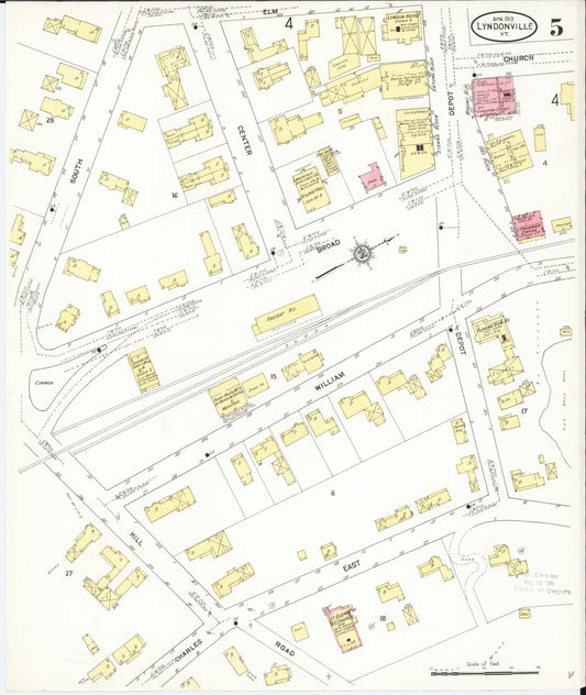 Sanborn Fire Insurance Map from Lyndonville, Caledonia County, Vermont (1912), Sheet #0005 - Historic Sanborn Fire Insurance Map Print, vintage old map wall art, antique decor, genealogy gift, Vermont Vermont map