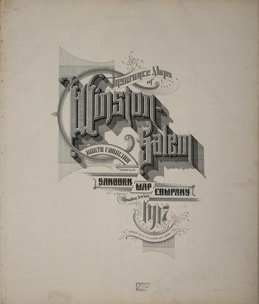 Sanborn Fire Insurance Map from Winston-Salem, Forsyth County, North Carolina (1917), Sheet #0001 - Historic Sanborn Fire Insurance Map Print, vintage old map wall art, antique decor, genealogy gift, North Carolina North Carolina map