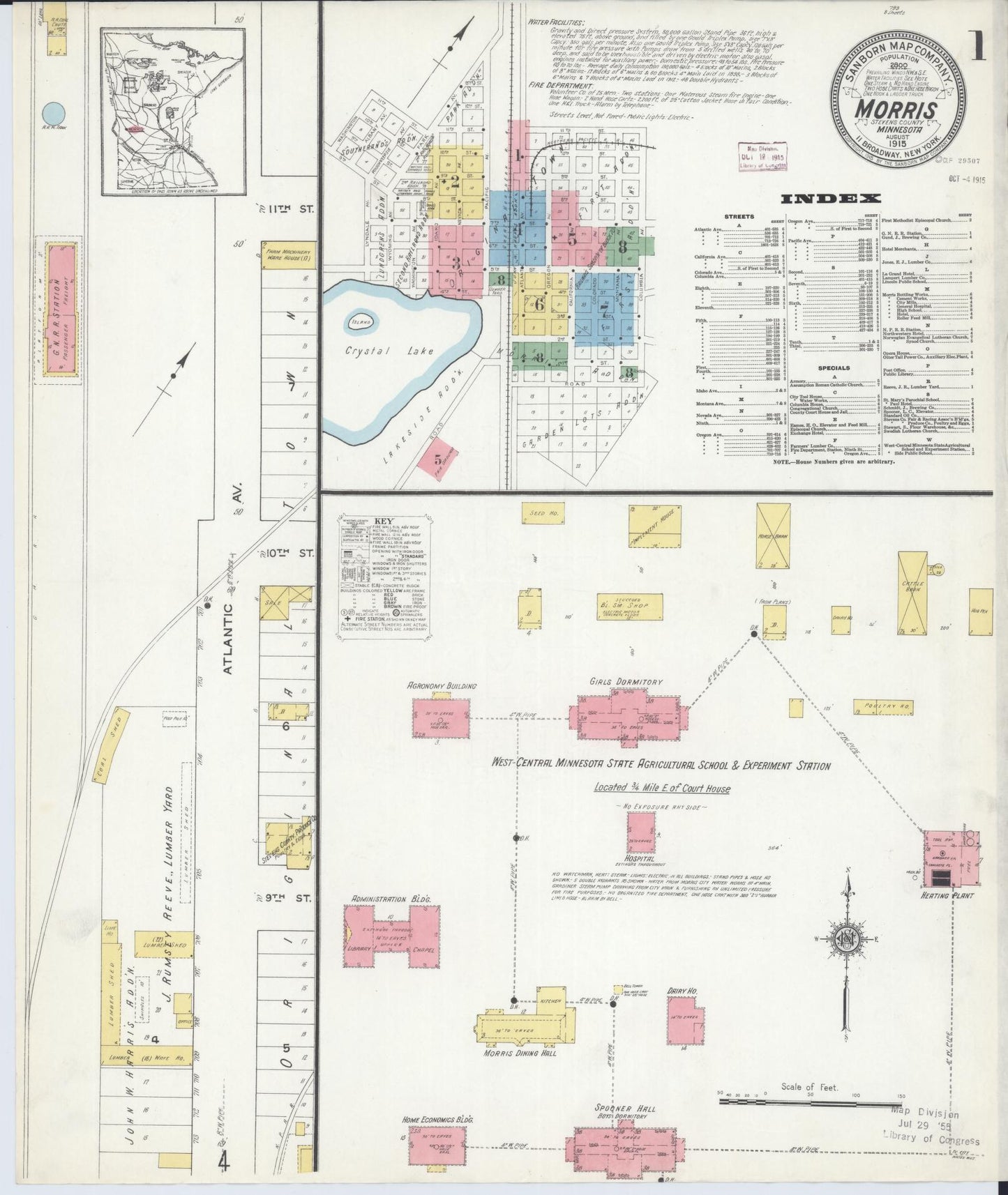 Sanborn Fire Insurance Map from Morris, Stevens County, Minnesota (1915), Sheet #0001 - Historic Sanborn Fire Insurance Map Print, vintage old map wall art, antique decor, genealogy gift, Minnesota Minnesota map