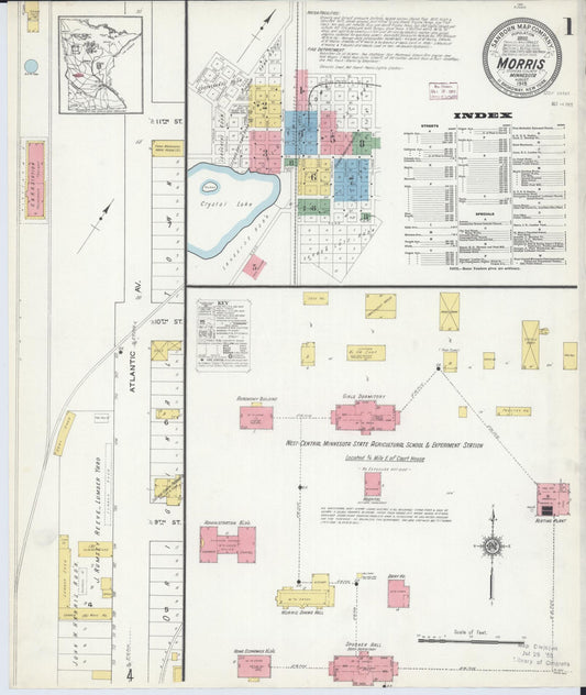 Sanborn Fire Insurance Map from Morris, Stevens County, Minnesota (1915), Sheet #0001 - Historic Sanborn Fire Insurance Map Print, vintage old map wall art, antique decor, genealogy gift, Minnesota Minnesota map