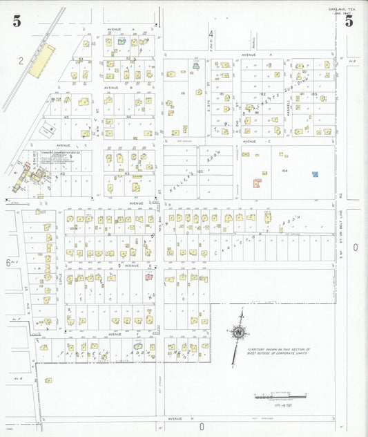 Sanborn Fire Insurance Map from Garland, Dallas County, Texas (1947), Sheet #0005 - Historic Sanborn Fire Insurance Map Print, vintage old map wall art, antique decor, genealogy gift, Texas Texas map