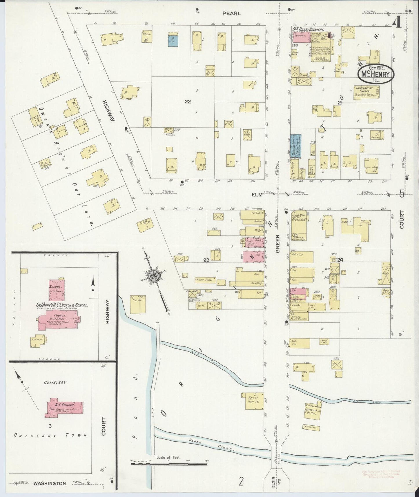 Sanborn Fire Insurance Map from McHenry, McHenry County, Illinois (1912), Sheet #0004 - Complete Map Set gallery image, historic Sanborn map, vintage wall art, Illinois Illinois