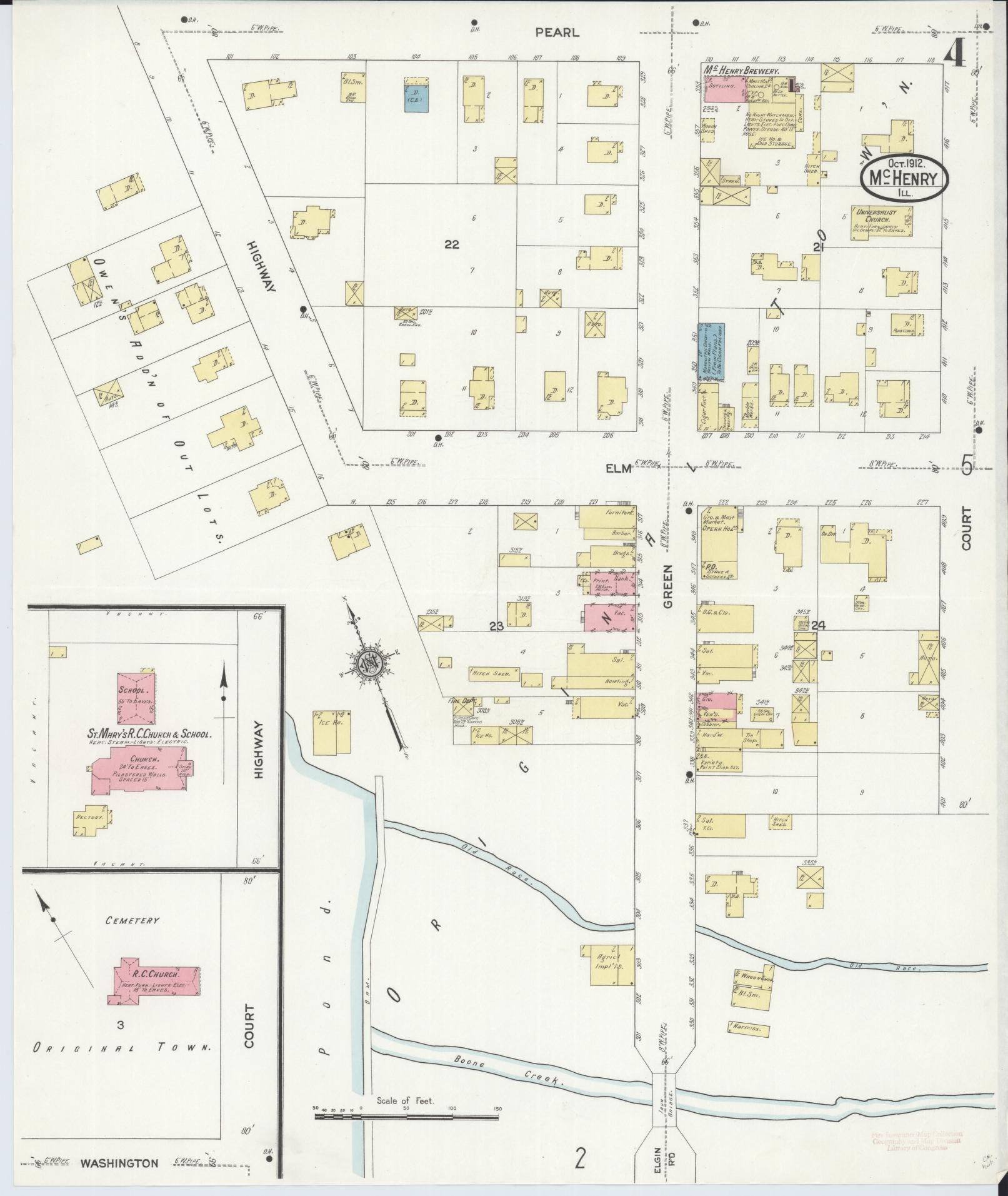 Sanborn Fire Insurance Map from McHenry, McHenry County, Illinois (1912), Sheet #0004 - Complete Map Set gallery image, historic Sanborn map, vintage wall art, Illinois Illinois