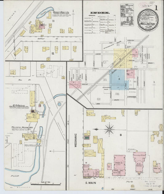 Sanborn Fire Insurance Map from Wellington, Lorain County, Ohio (1889), Sheet #0001 - Complete Map Set gallery image, historic Sanborn map, vintage wall art, Ohio Ohio