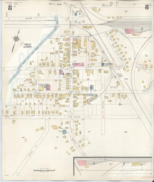 Sanborn Fire Insurance Map from Tupper Lake, Franklin County, New York (1950), Sheet #0008 - Historic Sanborn Fire Insurance Map Print, vintage old map wall art, antique decor, genealogy gift, New York New York map