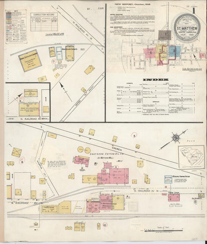 Sanborn Fire Insurance Map from Saint Matthews, Calhoun County, South Carolina (1935), Sheet #0001 - Complete Map Set gallery image, historic Sanborn map, vintage wall art, South Carolina South Carolina