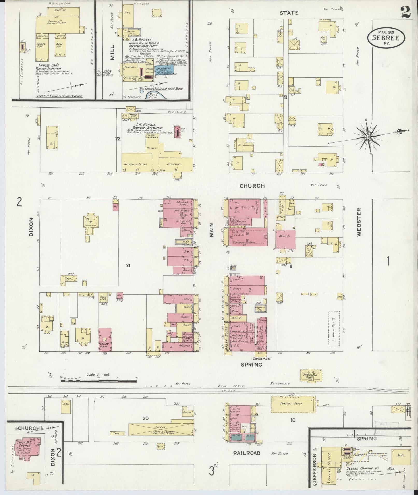 Sanborn Fire Insurance Map from Sebree, Webster County, Kentucky (1909), Sheet #0002 - Complete Map Set gallery image, historic Sanborn map, vintage wall art, Kentucky Kentucky