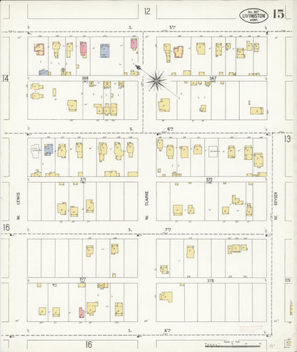 Sanborn Fire Insurance Map from Livingston, Park County, Montana (1907), Sheet #0015 - Complete Map Set gallery image, historic Sanborn map, vintage wall art, Montana Montana