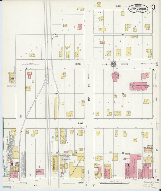 Sanborn Fire Insurance Map from Sauk Centre, Stearns County, Minnesota (1916), Sheet #0003 - Historic Sanborn Fire Insurance Map Print, vintage old map wall art, antique decor, genealogy gift, Minnesota Minnesota map