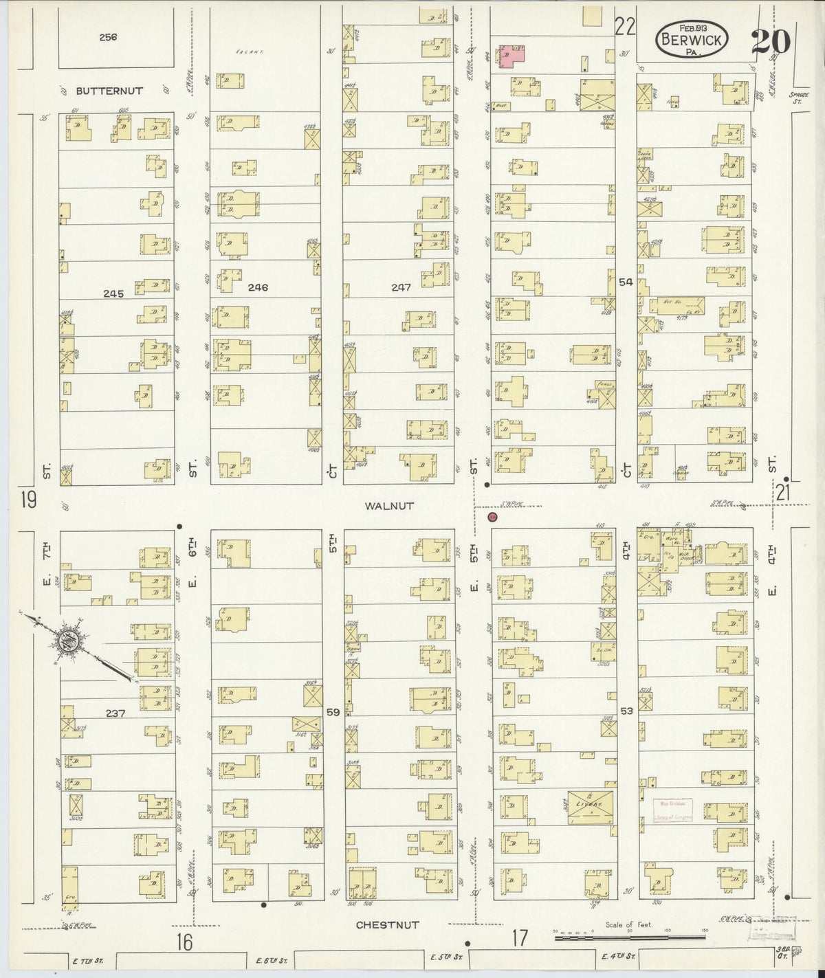 Sanborn Fire Insurance Map from Berwick, Columbia County, Pennsylvania (1913), Sheet #0020 - Complete Map Set gallery image, historic Sanborn map, vintage wall art, Pennsylvania Pennsylvania
