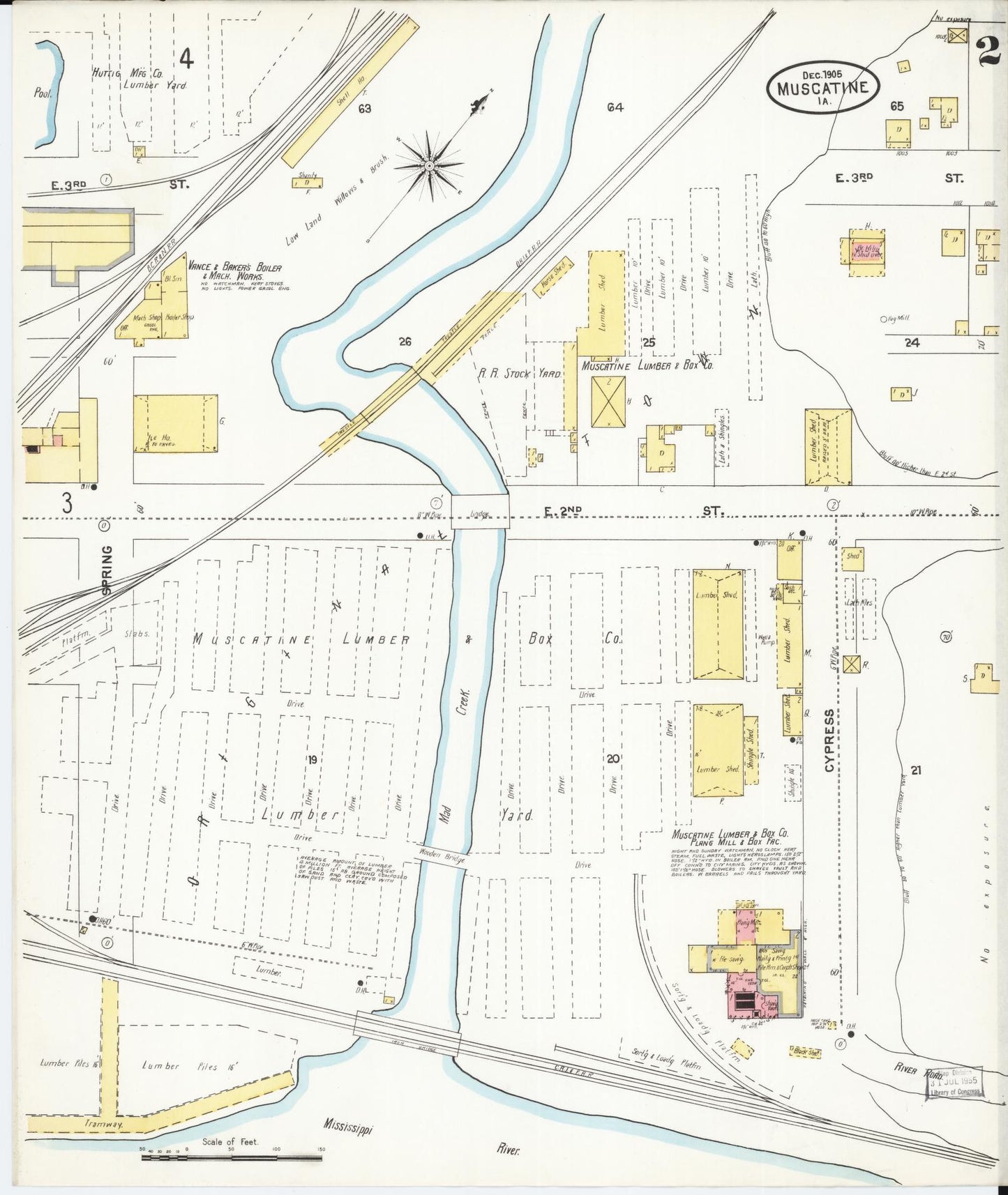 Sanborn Fire Insurance Map from Muscatine, Muscatine County, Iowa (1905), Sheet #0002 - Historic Sanborn Fire Insurance Map Print