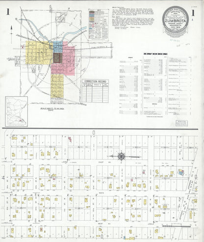 Sanborn Fire Insurance Map from Zumbrota, Goodhue County, Minnesota (1948), Sheet #0001 - Complete Map Set gallery image, historic Sanborn map, vintage wall art, Minnesota Minnesota