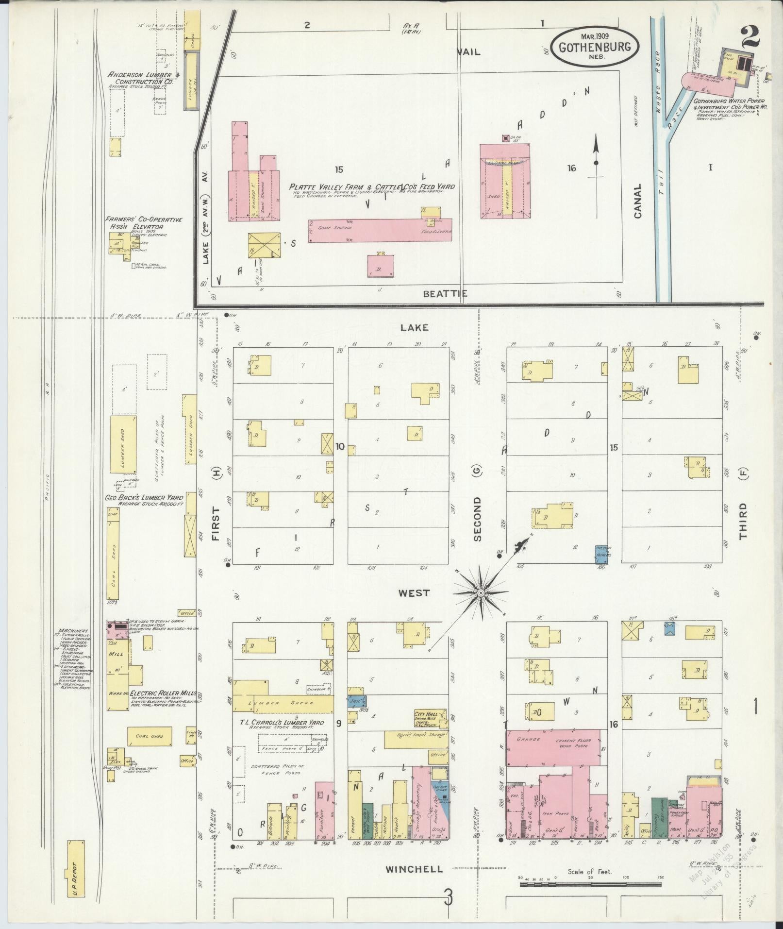 Sanborn Fire Insurance Map from Gothenburg, Dawson County, Nebraska (1909), Sheet #0002 - Complete Map Set gallery image, historic Sanborn map, vintage wall art, Nebraska Nebraska