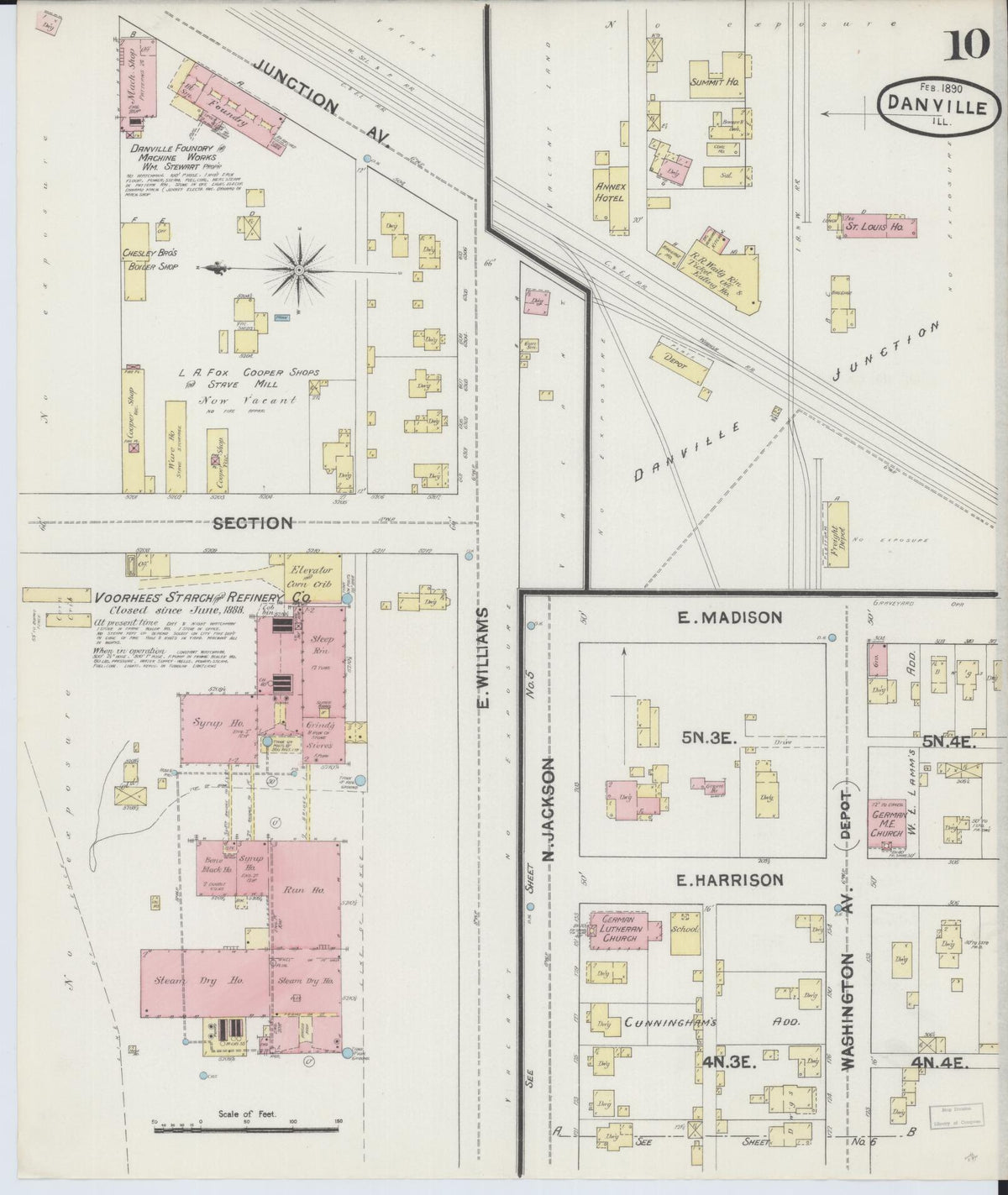 Sanborn Fire Insurance Map from Danville, Vermilion County, Illinois (1890), Sheet #0010 - Complete Map Set gallery image, historic Sanborn map, vintage wall art, Illinois Illinois