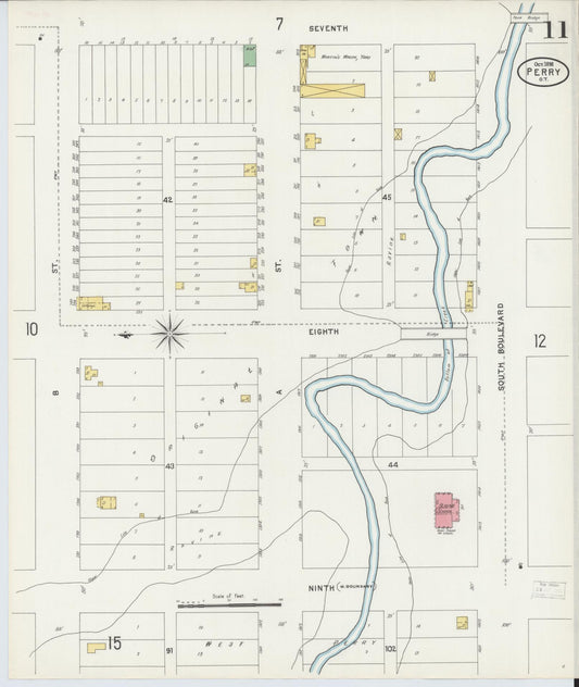 Sanborn Fire Insurance Map from Perry, Noble County, Oklahoma (1898), Sheet #0011 - Historic Sanborn Fire Insurance Map Print, vintage old map wall art, antique decor, genealogy gift, Oklahoma Oklahoma map