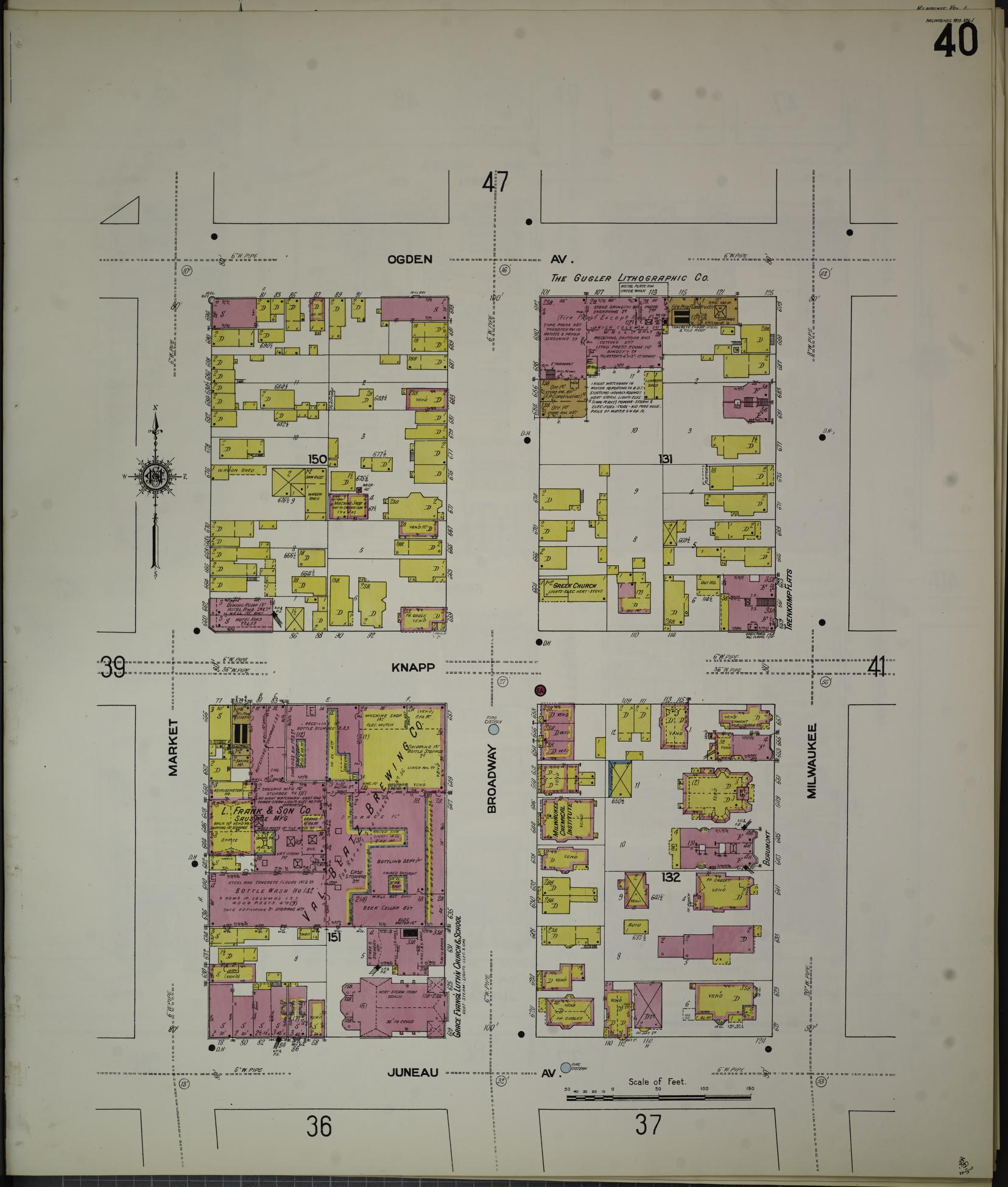 Sanborn Fire Insurance Map from Milwaukee, Milwaukee County, Wisconsin (1910), Sheet #0040 - Complete Map Set gallery image, historic Sanborn map, vintage wall art, Wisconsin Wisconsin