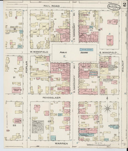 Sanborn Fire Insurance Map from Bucyrus, Crawford County, Ohio (1884), Sheet #0002 - Complete Map Set gallery image, historic Sanborn map, vintage wall art, Ohio Ohio