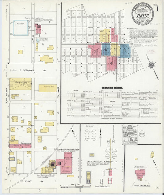 Sanborn Fire Insurance Map from Vinita, Craig County, Oklahoma (1911), Sheet #0001 - Complete Map Set gallery image, historic Sanborn map, vintage wall art, Oklahoma Oklahoma