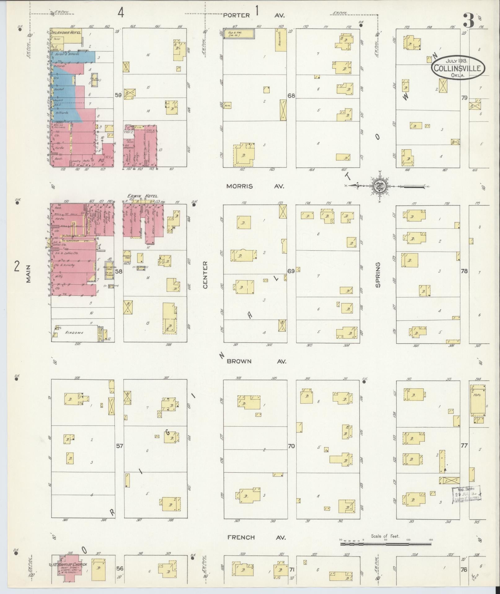 Sanborn Fire Insurance Map from Collinsville, Tulsa County, Oklahoma (1913), Sheet #0003 - Complete Map Set gallery image, historic Sanborn map, vintage wall art, Oklahoma Oklahoma