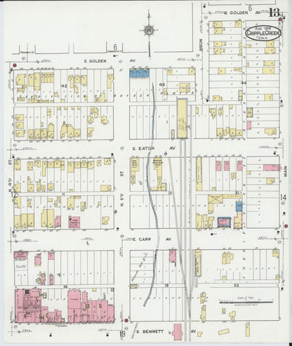 Sanborn Fire Insurance Map from Cripple Creek, Teller County, Colorado (1919), Sheet #0013 - Complete Map Set gallery image, historic Sanborn map, vintage wall art, Colorado Colorado