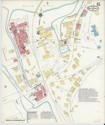 Sanborn Fire Insurance Map from Bellefonte, Centre County, Pennsylvania (1911), Sheet #0015 - Historic Sanborn Fire Insurance Map Print, vintage old map wall art, antique decor, genealogy gift, Pennsylvania Pennsylvania map