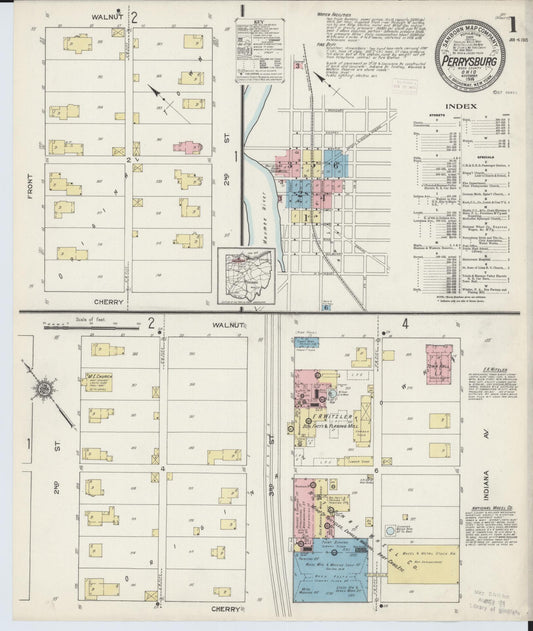 Sanborn Fire Insurance Map from Perrysburg, Wood County, Ohio (1914), Sheet #0001 - Complete Map Set gallery image, historic Sanborn map, vintage wall art, Ohio Ohio
