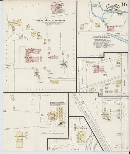 Sanborn Fire Insurance Map from Canton, Stark County, Ohio (1887), Sheet #0016 - Historic Sanborn Fire Insurance Map Print, vintage old map wall art, antique decor, genealogy gift, Ohio Ohio map