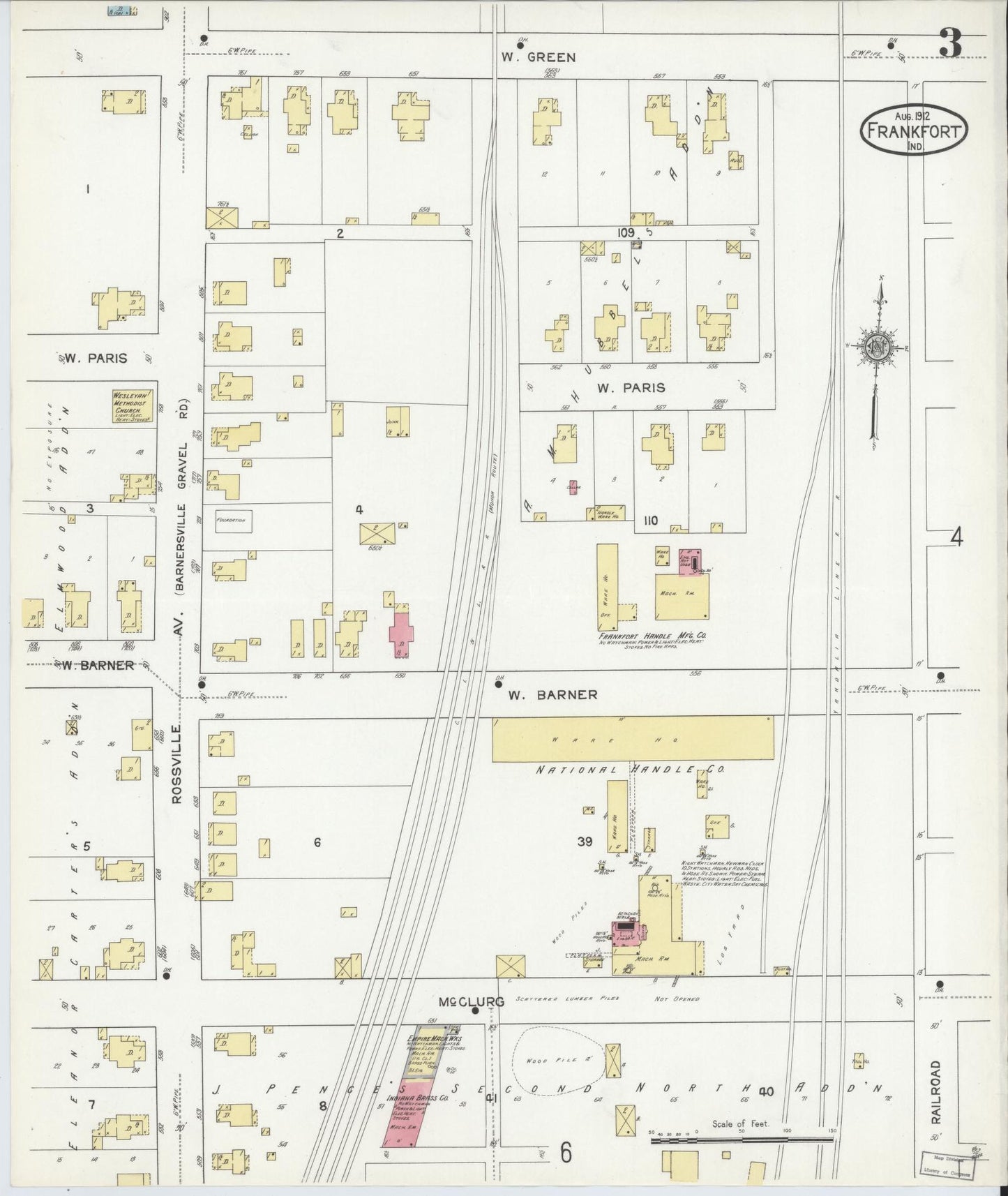 Sanborn Fire Insurance Map from Frankfort, Clinton County, Indiana (1912), Sheet #0003 - Complete Map Set gallery image, historic Sanborn map, vintage wall art, Indiana Indiana