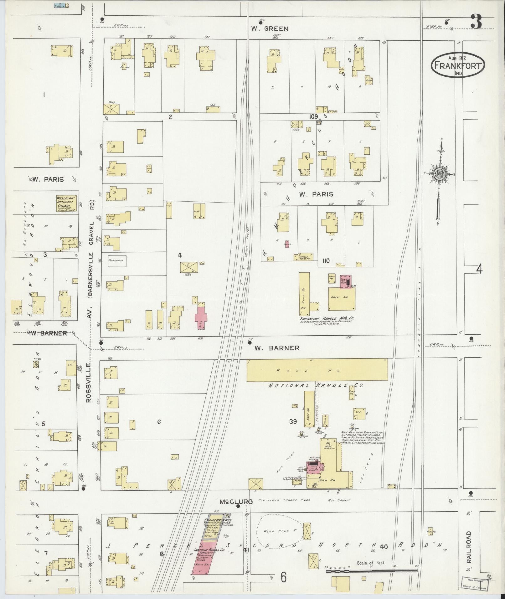 Sanborn Fire Insurance Map from Frankfort, Clinton County, Indiana (1912), Sheet #0003 - Complete Map Set gallery image, historic Sanborn map, vintage wall art, Indiana Indiana