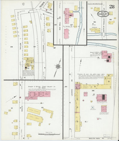 Sanborn Fire Insurance Map from Danbury, Fairfield County, Connecticut (1919), Sheet #0028 - Complete Map Set gallery image, historic Sanborn map, vintage wall art, Connecticut Connecticut