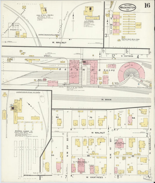 Sanborn Fire Insurance Map from Washington, Daviess County, Indiana (1909), Sheet #0016 - Historic Sanborn Fire Insurance Map Print, vintage old map wall art, antique decor, genealogy gift, Indiana Indiana map
