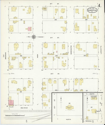 Sanborn Fire Insurance Map from Hempstead, Waller County, Texas (1912), Sheet #0004 - Historic Sanborn Fire Insurance Map Print, vintage old map wall art, antique decor, genealogy gift, Texas Texas map