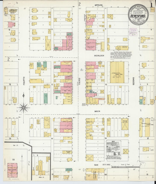 Sanborn Fire Insurance Map from Beresford, Union And Lincoln Counties, South Dakota. (1904) – Historic Sanborn Fire Insurance Map Print